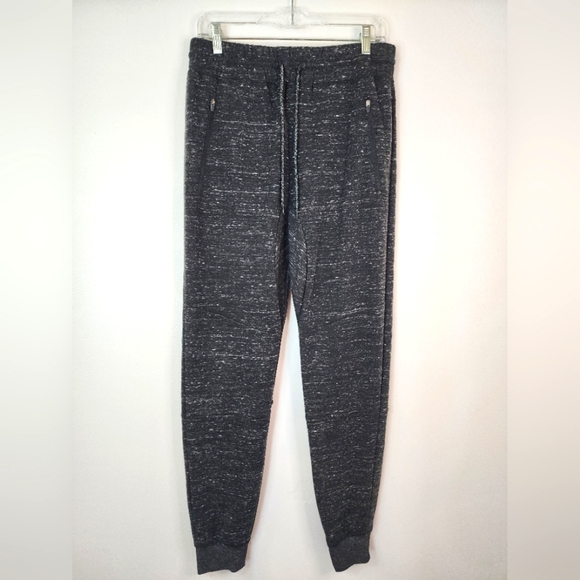 Men's Heather Greyish Black 3 Zip Pockets Drawstring Jogger Pants, sz SM - Picture 1 of 14